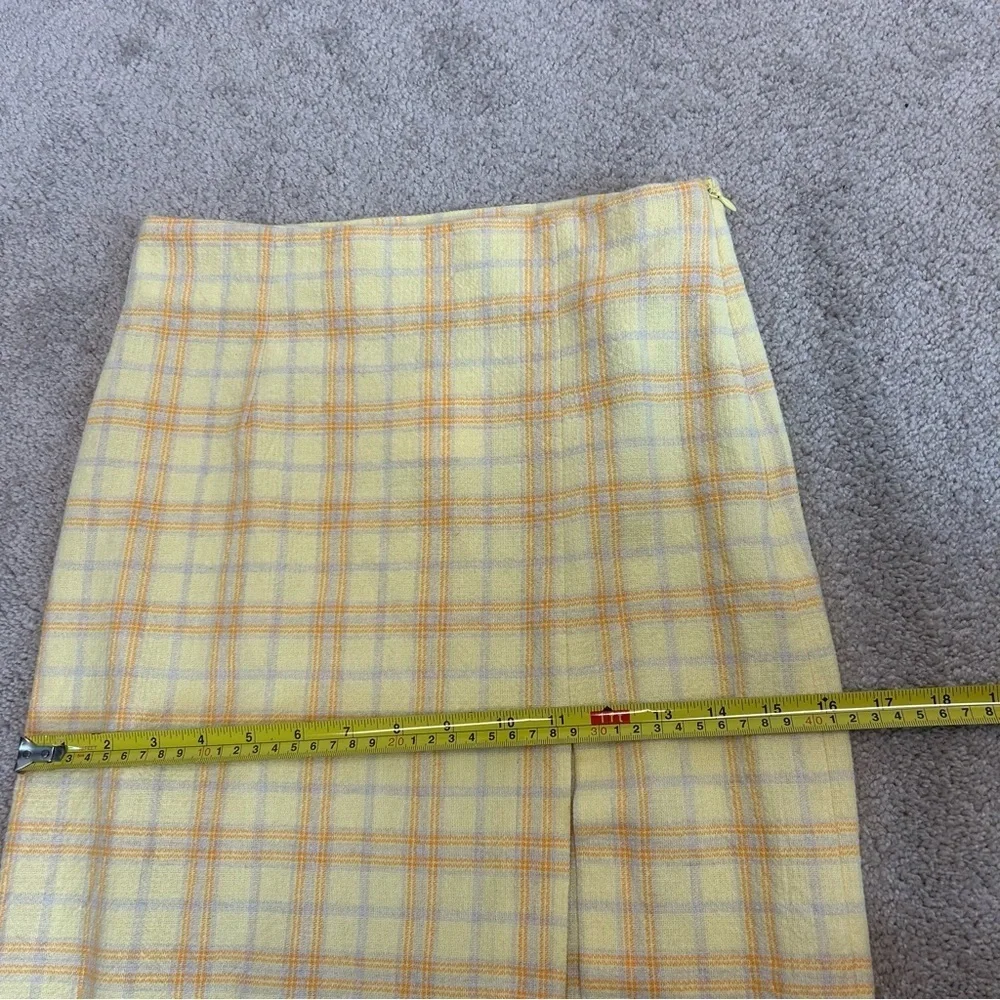 Zara NWT yellow Plaid Midi High Waisted Skirt Front Slit At Hem Sz XS bloggers - Picture 12 of 14